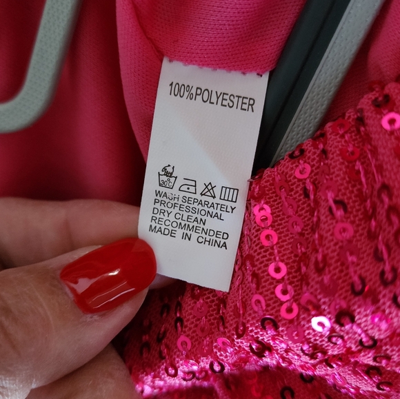 Vibrant Pink Sequins Wide Leg Stretch Pants Size L. - Picture 4 of 5